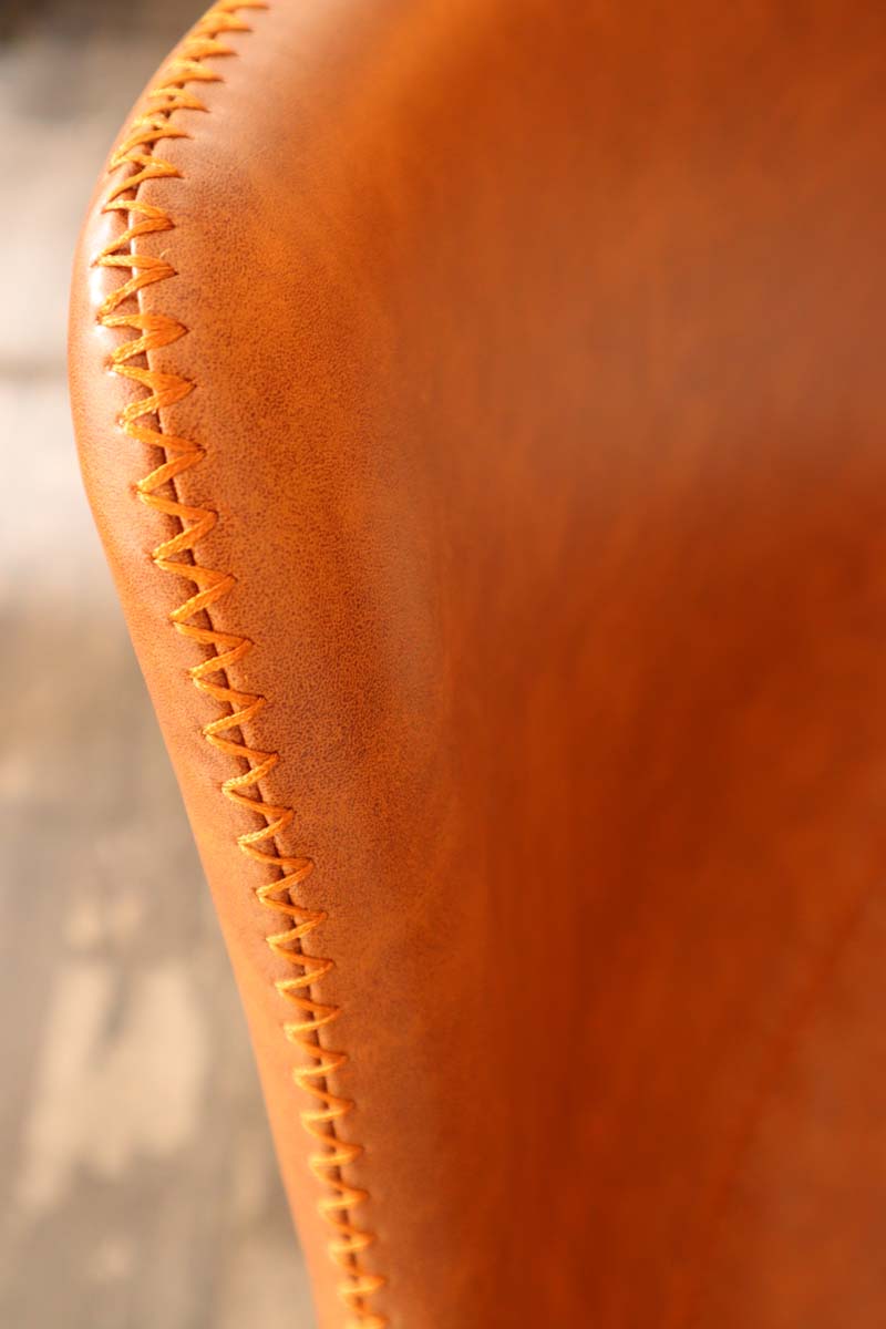 2 x Tan Leather Bar Stools.